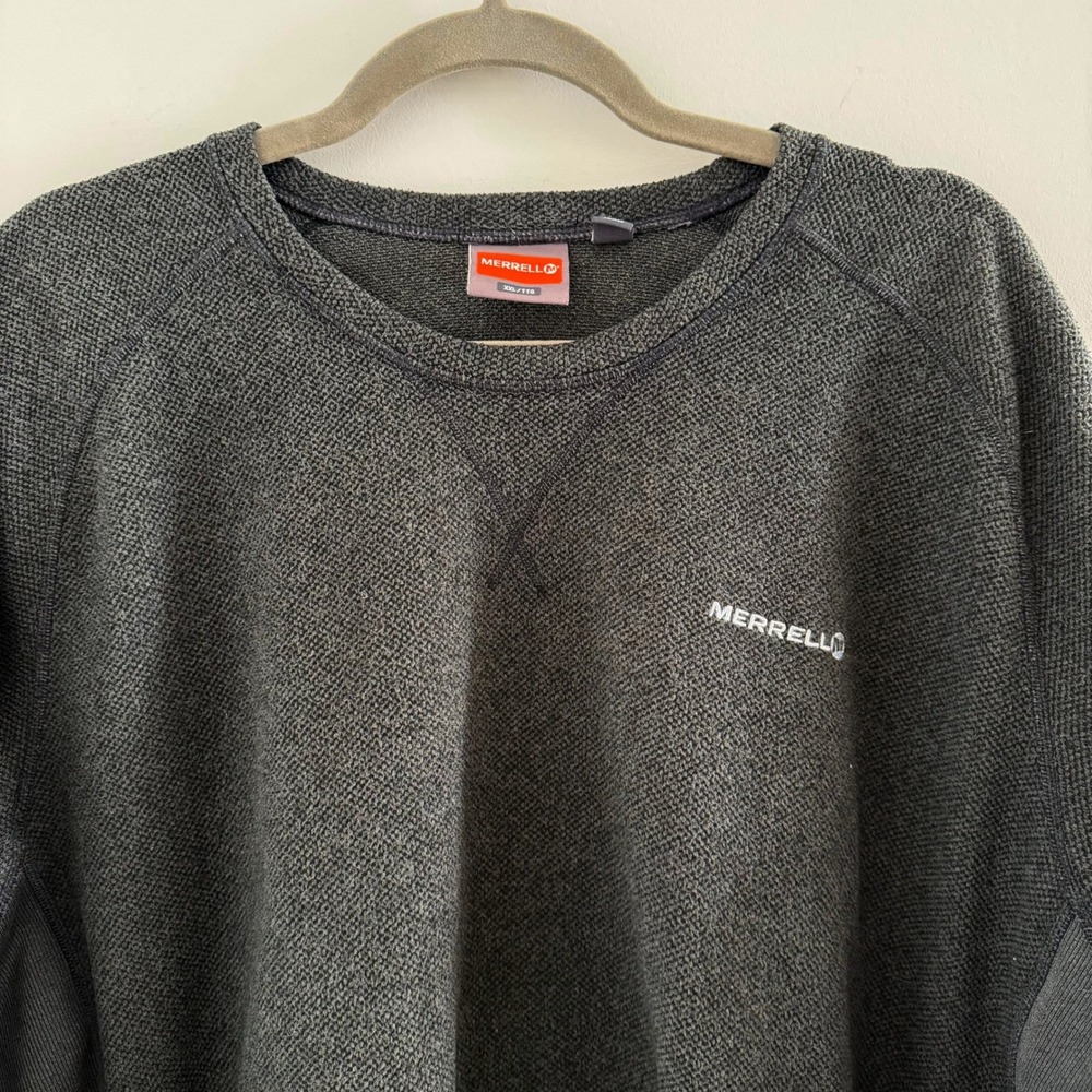 Merrell Mens XXL Gray Textured Waffle Knit Long Sleeve Pullover Shirt Gorpcore